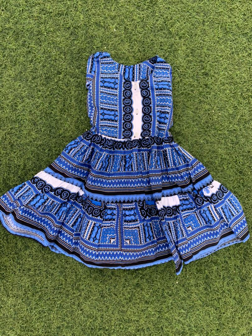 African print blue girl dress size 4-12months