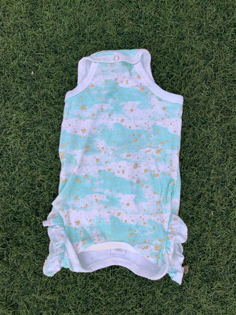 Blue and gold dotted bodysuit Size 0-6months