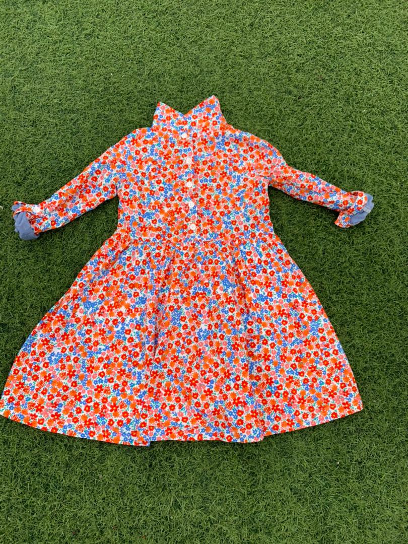 Debenhams UK Denim multicolored dotted dress size  2 to 3 years