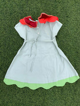 Load image into Gallery viewer, Children&#39;s Salon Green and red collar girl dress size 3 - 4 years
