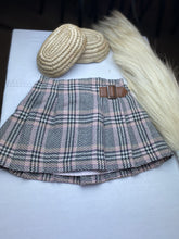 Load image into Gallery viewer, Next UK Cotton / Wool Scottish prep Pink/Grey Strip Skirt Girls 12 to 18 mths
