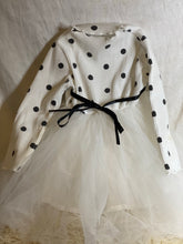 Load image into Gallery viewer, Polka Dot White and Black light sweater and tulle dress size 12 months
