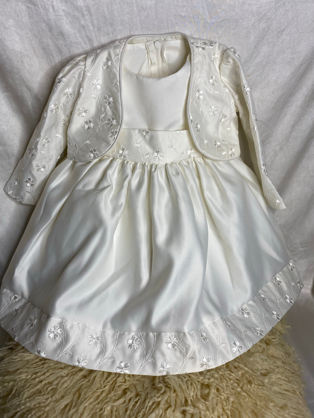 Children's Salon Beautiful Cream Silk Lined Princess Dress - 12 months