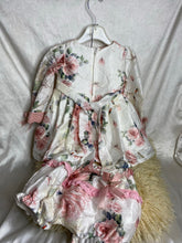 Load image into Gallery viewer, Children&#39;s Salon Beautiful Cream Flower Velvet  Dress Lovely Pant set - Girls 9 to 12 months
