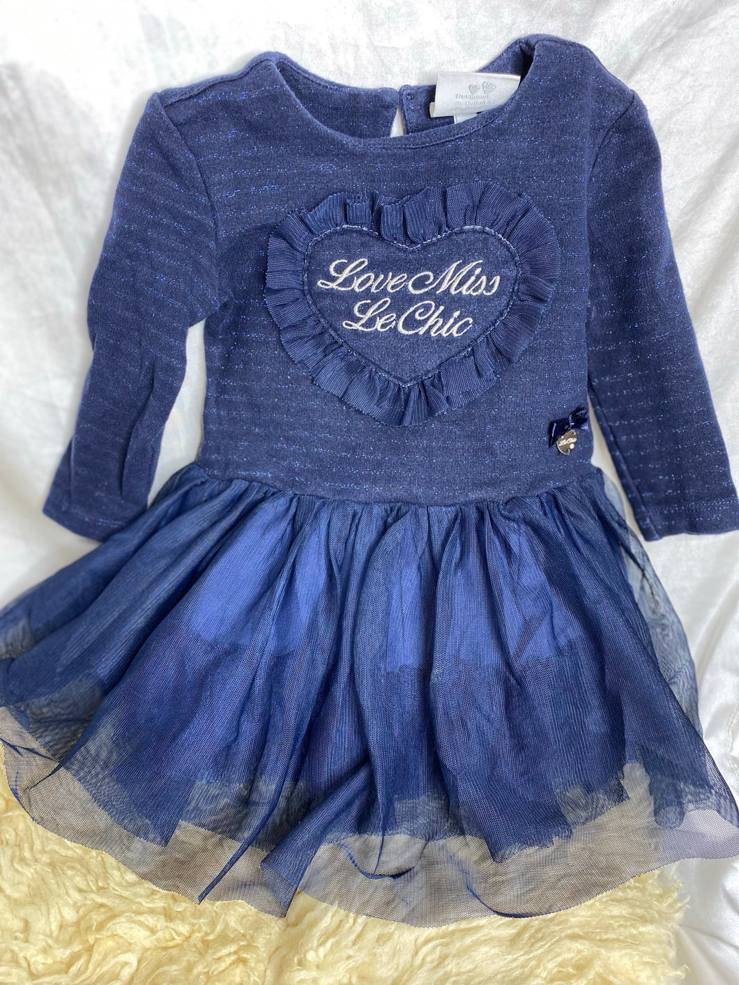Children's Salon Le Chic Blue Ballerina Light Wool Tulle Dress - 12 to 18 Months