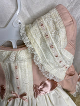Load image into Gallery viewer, Childrens&#39; Salon Dolce Petit Pink and Cream Exquisite Formal Bonnet, Dress and Pants - Girls 9 Months
