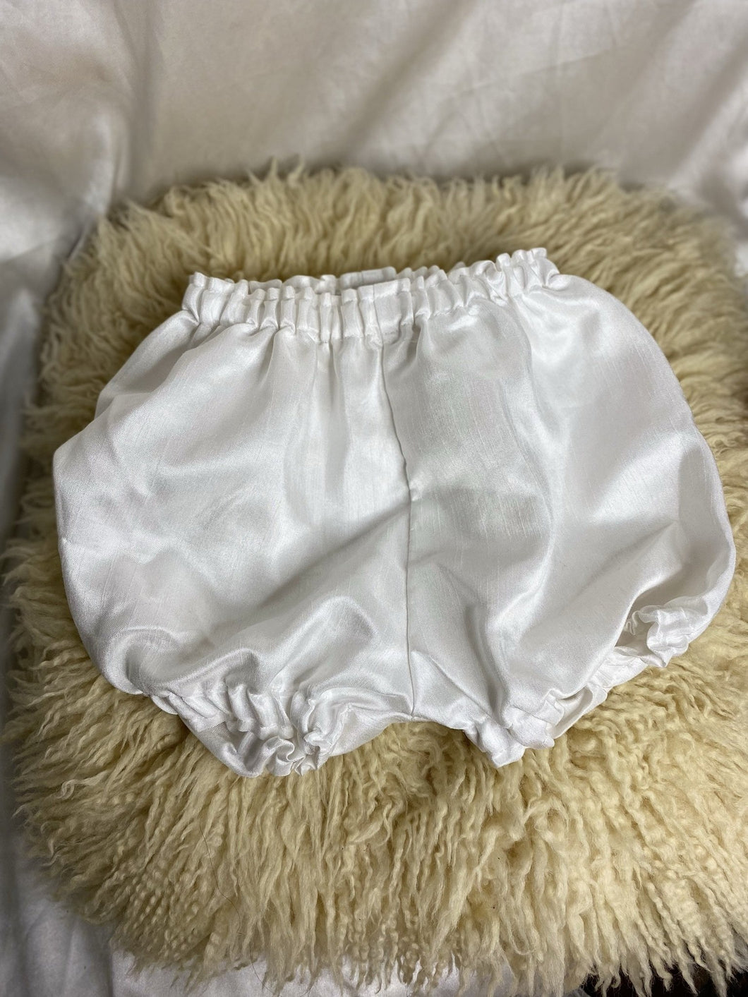 Pom-poms Plain Silk Off White baby girls pant size 6-24 months