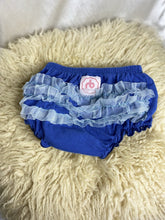 Load image into Gallery viewer, Pom-poms Royal Blue Ruffle baby girls pant size 6-24 months

