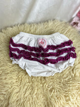 Load image into Gallery viewer, Pom-poms Cream Burgundy  Ruffle baby girls pant size 6-24 months
