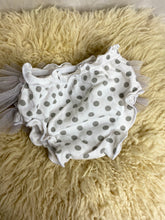 Load image into Gallery viewer, Pom-poms White and Grey Ruffle Polka Dot baby girls pant size 6-24 months
