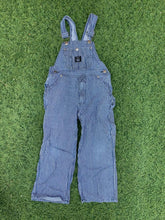 Load image into Gallery viewer, Lakin Mickey Dungarees Boys blue and white overall size 6years
