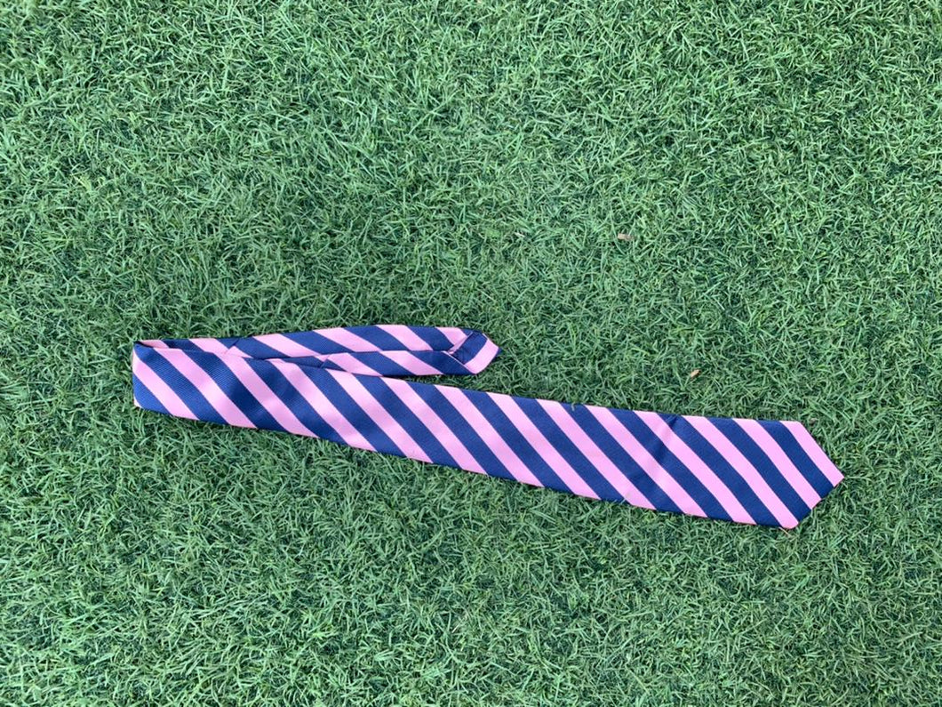 Pink and blue striped tie