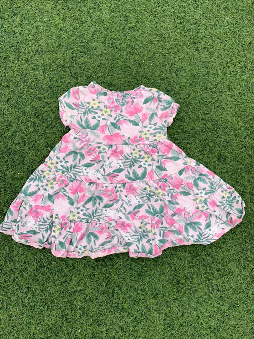 Debenhams UK Pink and green flowery dress size 3 to 4 years