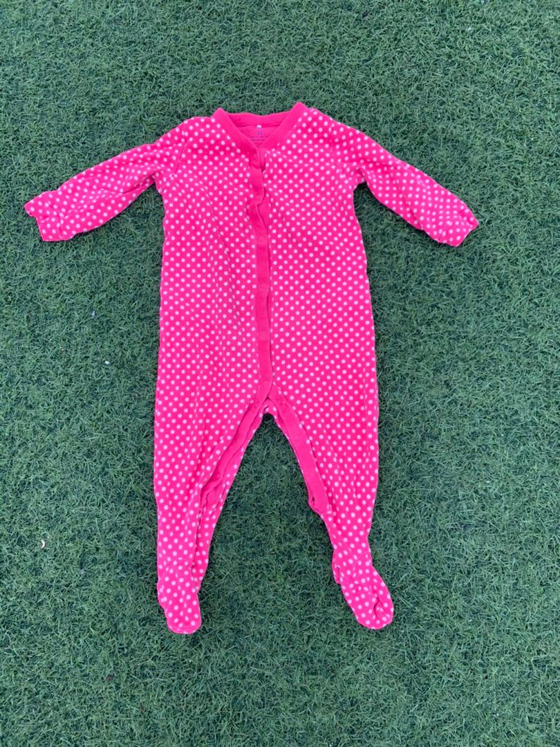 Pink and white dotted overall size 6-12months