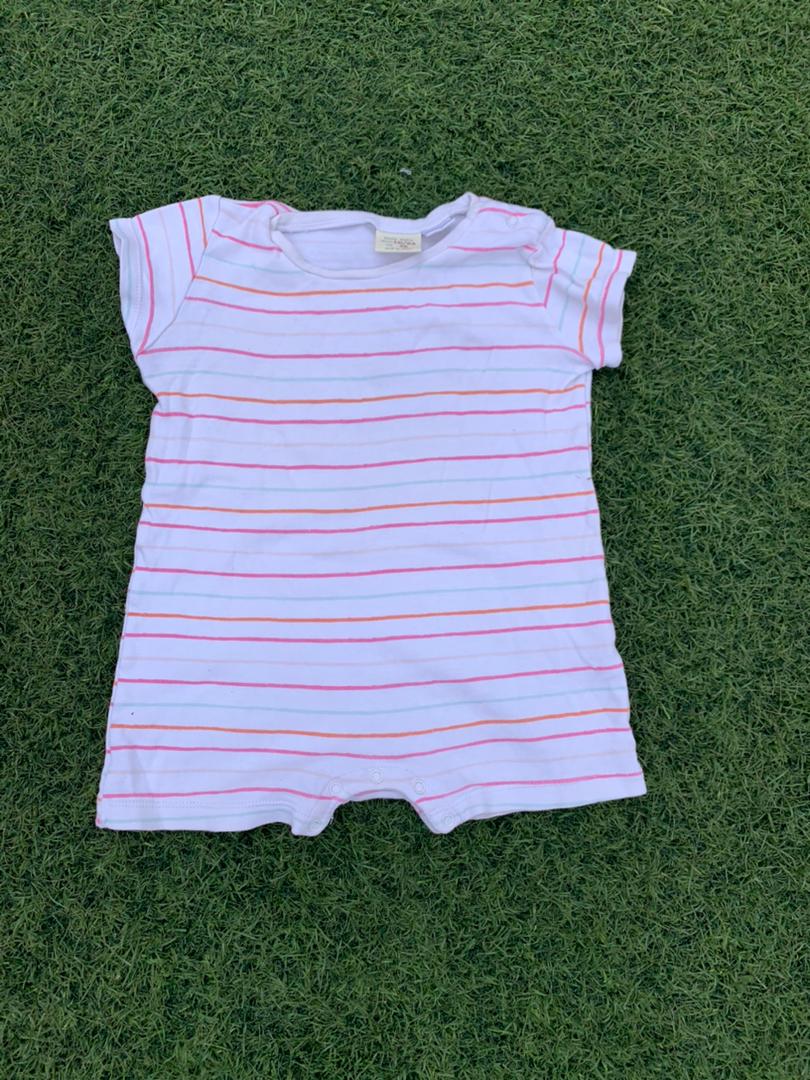 Pink striped baby overall size 6-18months