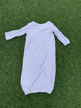 Load image into Gallery viewer, White and grey lined baby overall size 2-8months
