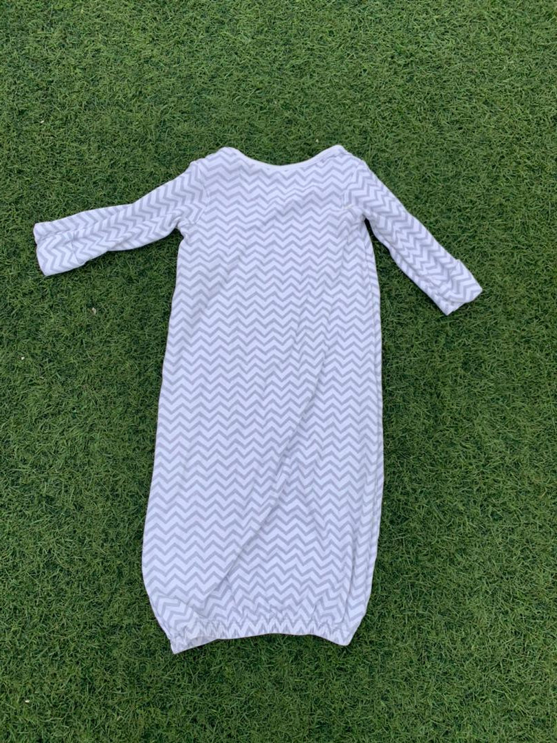 White and grey lined baby overall size 2-8months