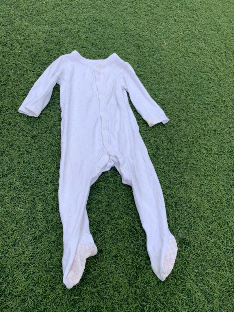 White baby overall size 0-6months