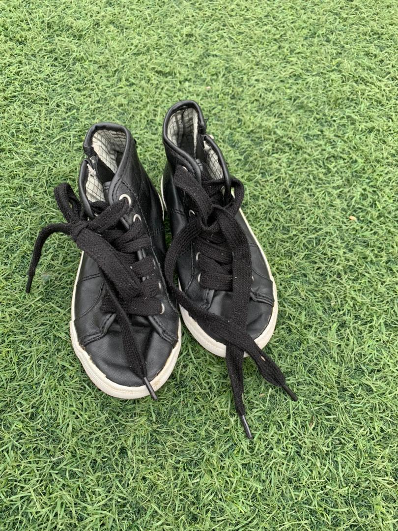 Zara UK Leather black boy sneaker boots size 11 UK